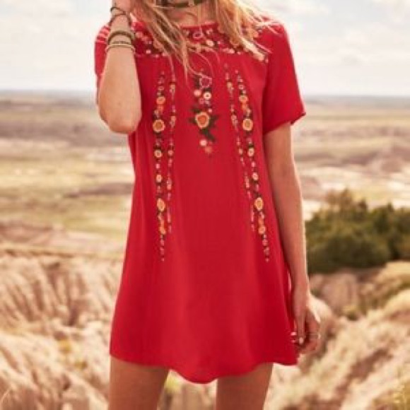 Altar'd State Dresses & Skirts - Altar’d State Embroidered Red Dress